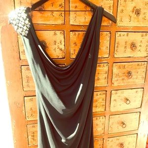 Pinko black short dress with crystal pearls